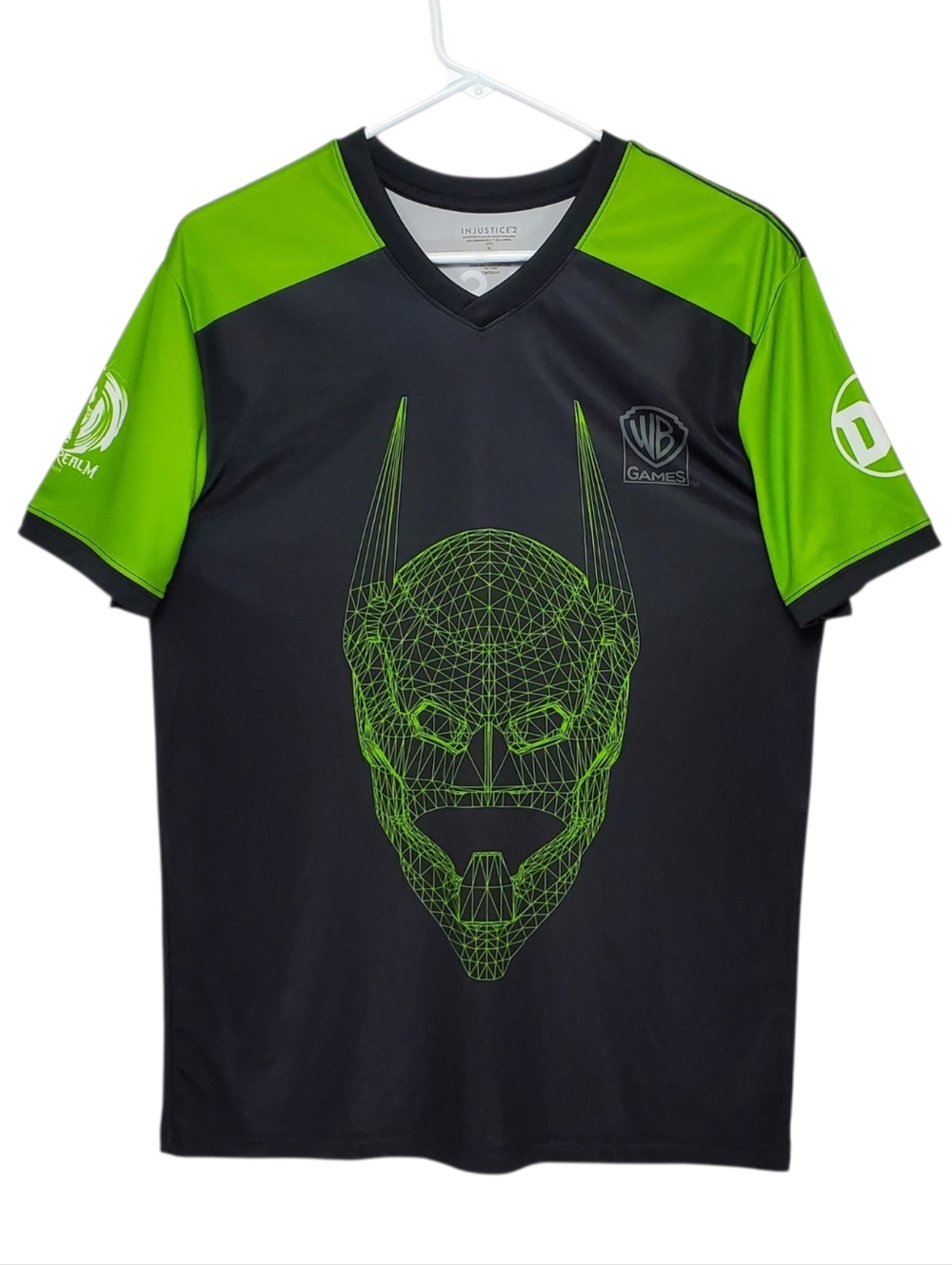 2595 * Injustice 2 Graphic Athletic Tee WB Games Logo Green Black Size L